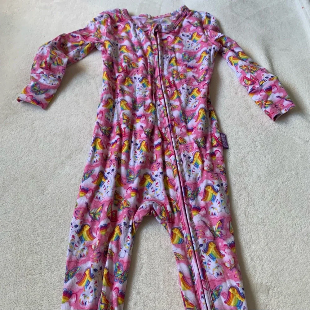 Posh Peanut Pink Lisa Frank Rainbow Zip Sleeper Size 9/12 Months - Picture 8 of 9